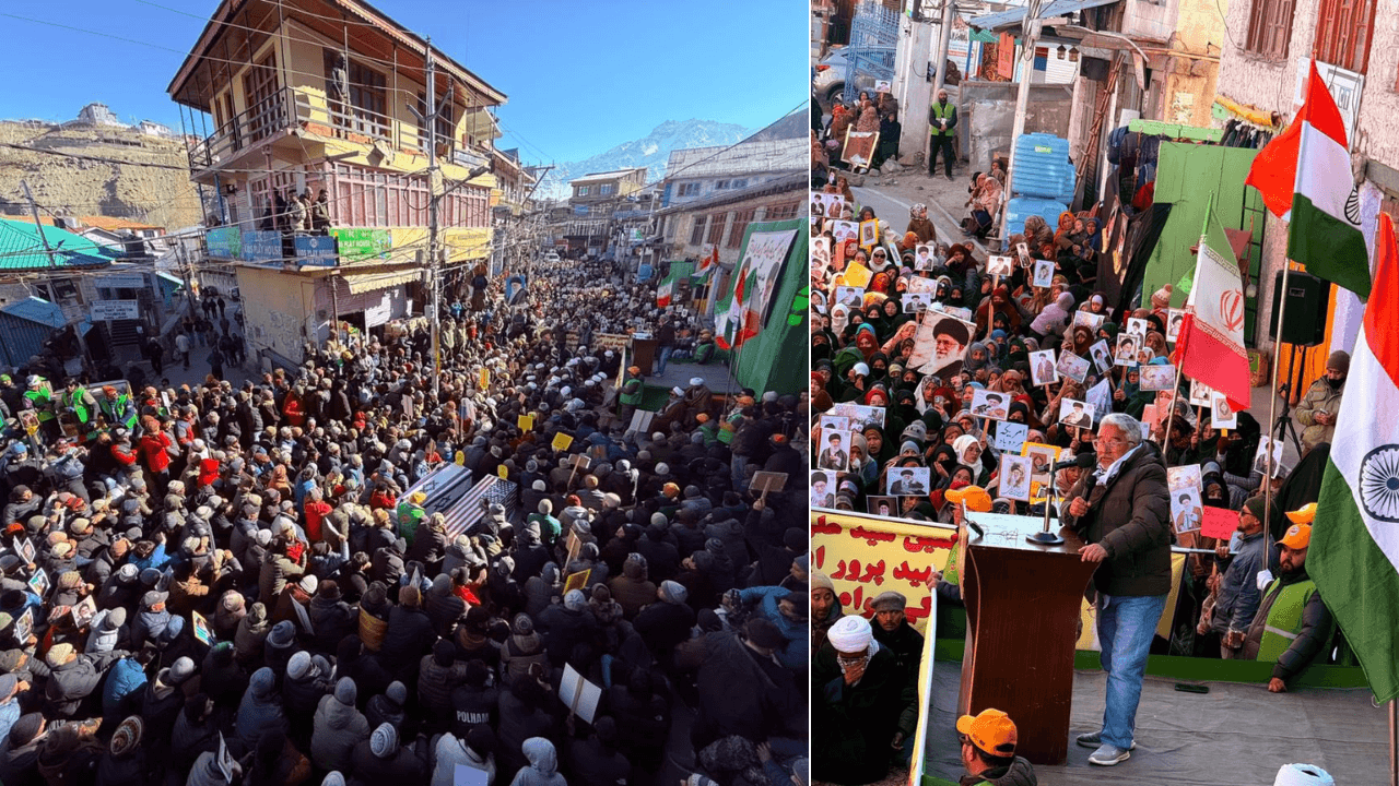 Watch: Pro-Khamenei rally held in Ladakh; hundreds gather near Lal Chowk in Kargil