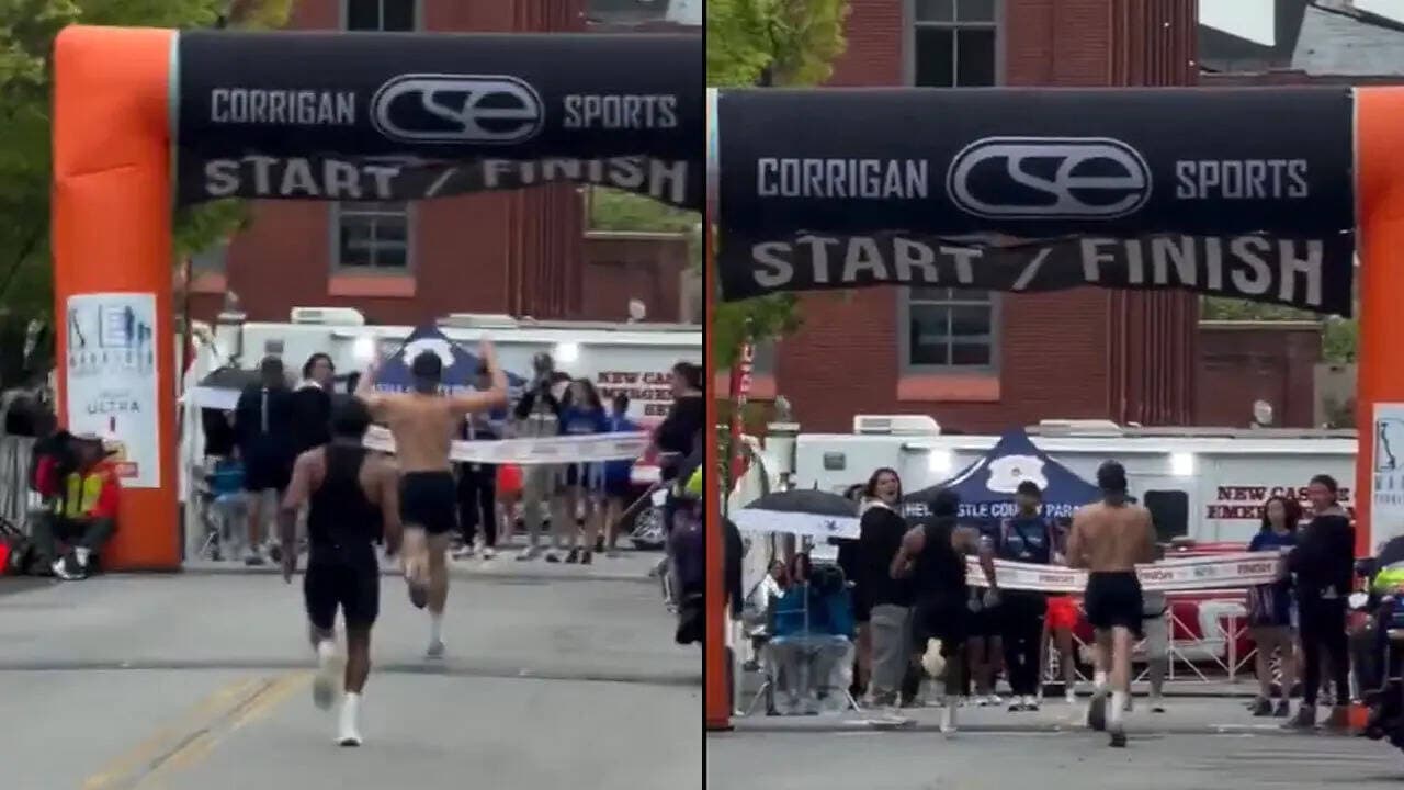 WATCH: ‘Celebrating’ runner loses marathon in final seconds as rival steals win