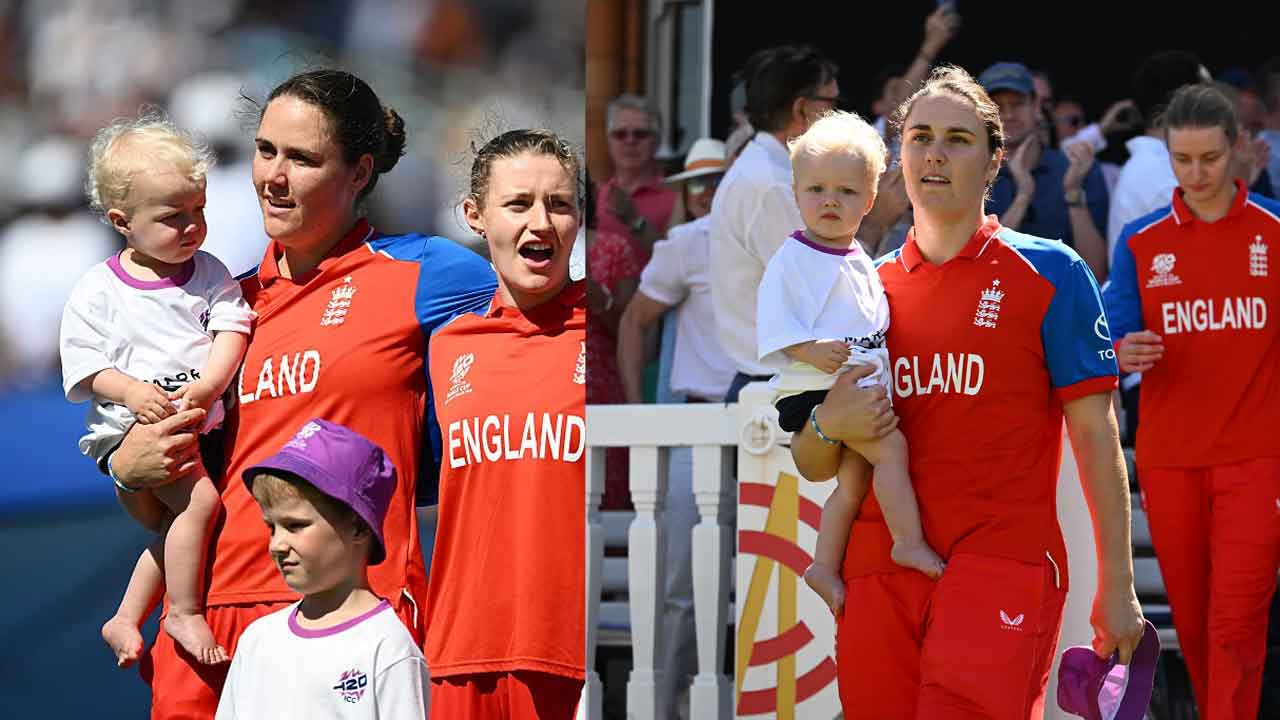 Heartwarming scenes! England captain carries son in her arms during national anthem