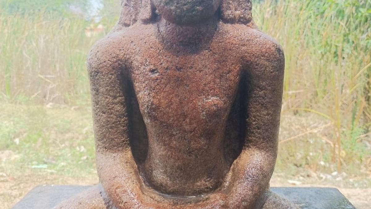 Ancient Buddha sculpture found in a temple at Vedaranyam