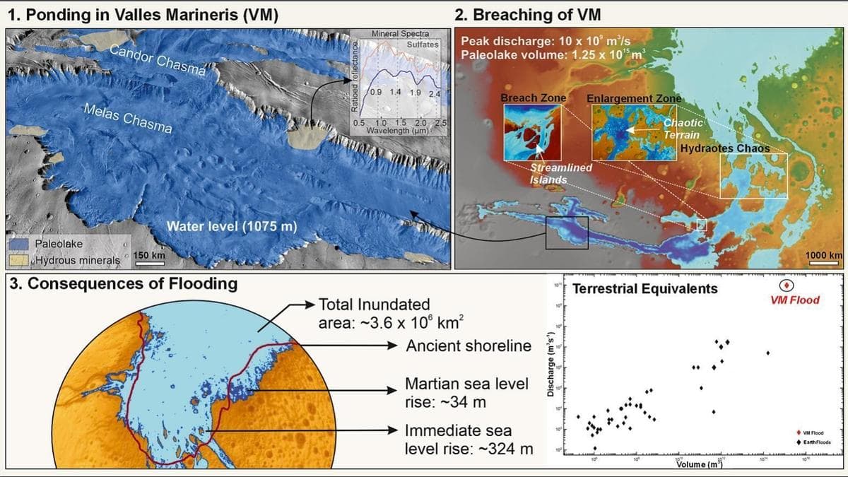 Valles Marineris flood may have raised ancient Martian sea level by 34 metres: study