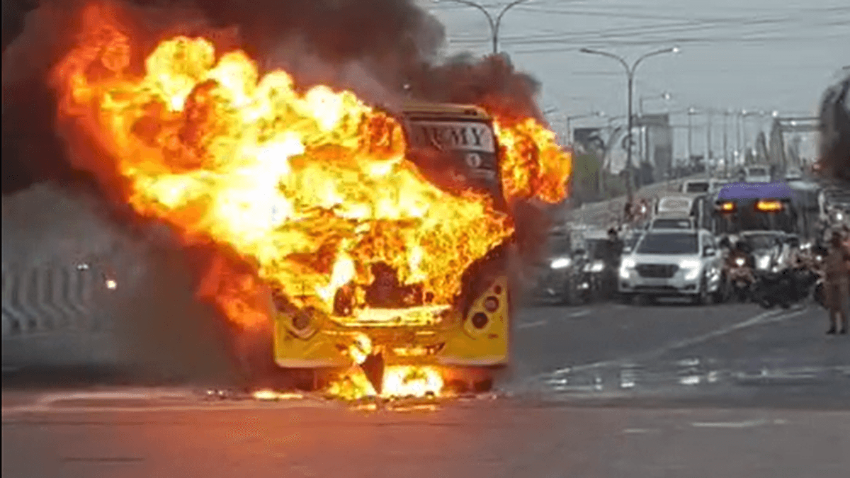 School bus catches fire in Velachery; no staff, students on board